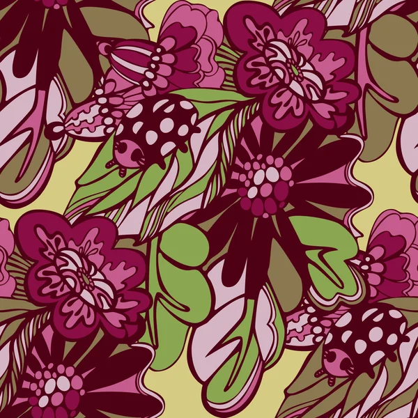 Flowers seamless doodle pattern vector — Stock Vector