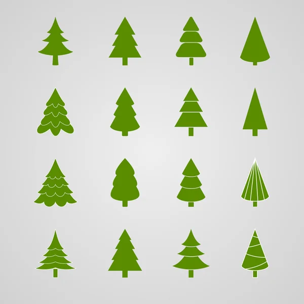 Set kerstboom, vectorillustratie — Stockvector