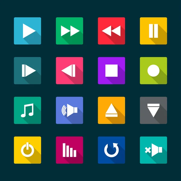 Set von Media Player flachen Symbolen — Stockvektor