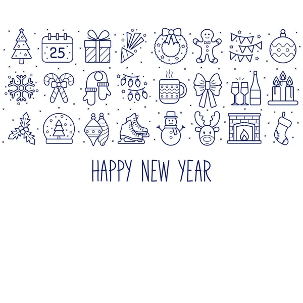 New Year Background Icons Happy New Year Vector Illustration — Stock Vector