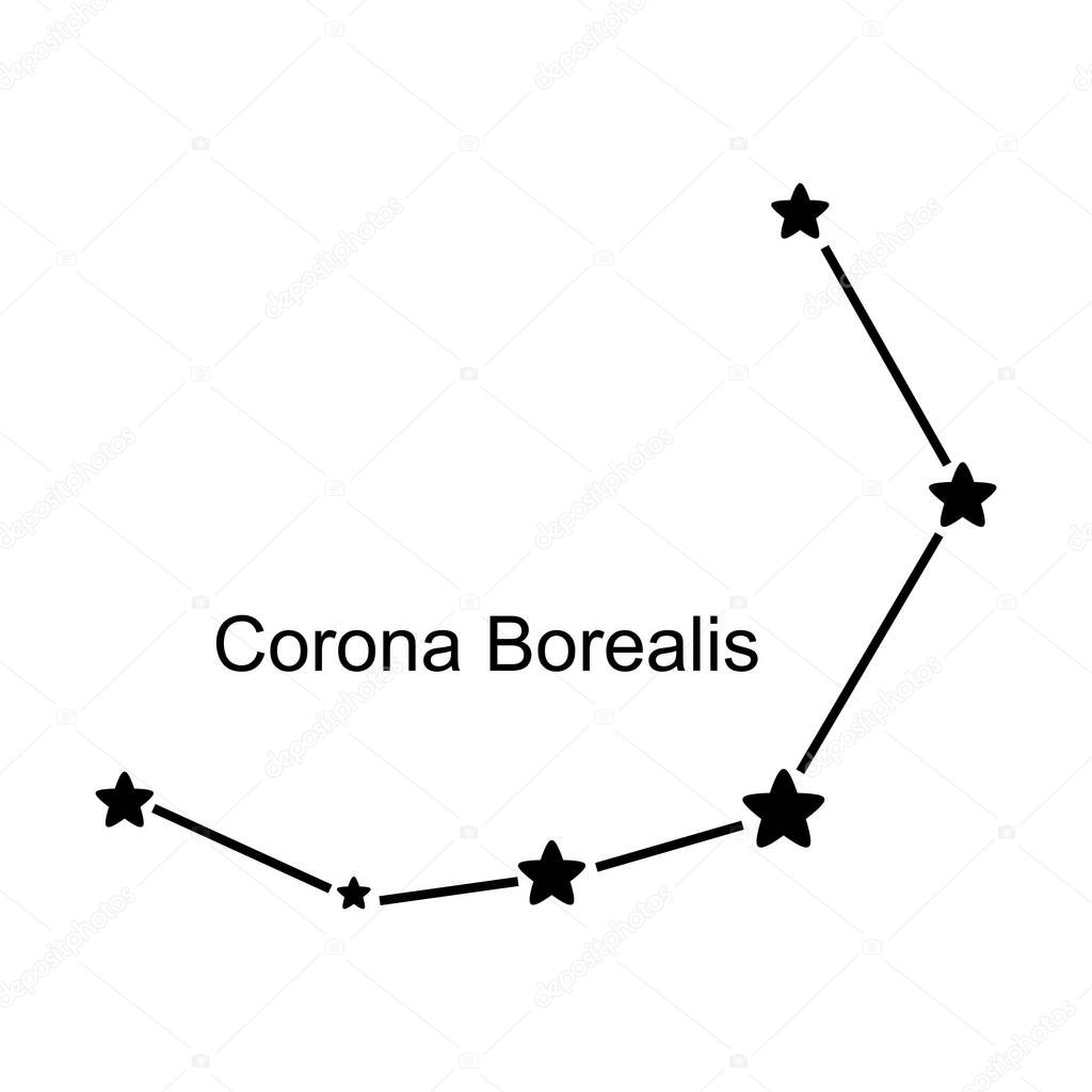 Constellation Corona borealis on white background, vector illustration