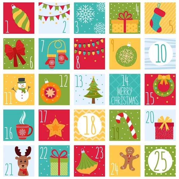 Świąteczny Kalendarz Plakat Świąteczny Ilustracja Wektora — Wektor stockowy