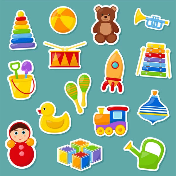 Des Jouets Pour Enfants Jeu Autocollants Illustration Vectorielle — Image vectorielle