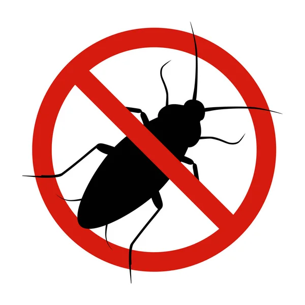 Kakerlakenbekämpfung Schädlingsbekämpfung Stopp Zeichen Für Insekten Silhouette Einer Kakerlake Roten — Stockvektor