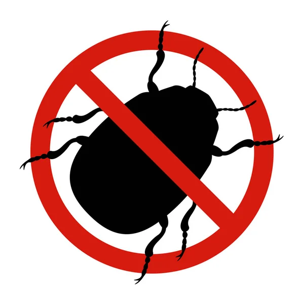 Käferbekämpfung Schädlingsbekämpfung Stopp Zeichen Für Insekten Silhouette Des Kolorado Kartoffelkäfers — Stockvektor