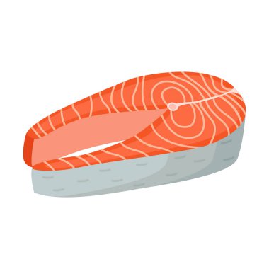 Balık somonu bifteği, deniz ürünleri. Sağlıklı yemek, vektör çizimi