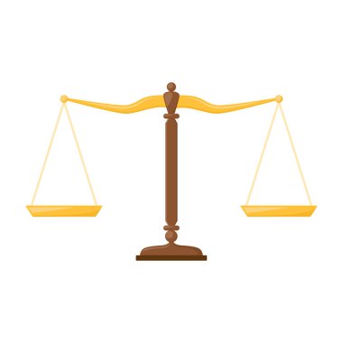 Adalet terazisi simgesi. Kanun dengesi sembolü. Vektör illüstrasyonu