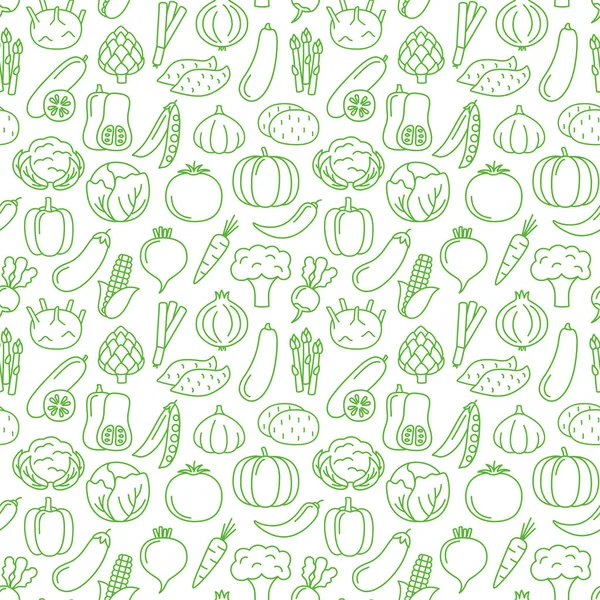 野菜のアイコンとシームレスなパターン ベクトルイラスト — ストックベクタ