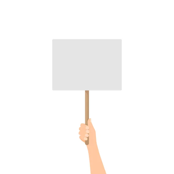 Hand Holding Blank Placard Demonstration Protest Concept Vector Illustration — Vetor de Stock