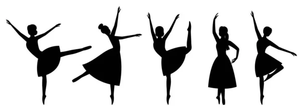 Балетный Танцор Силуэты Танцевальных Балерин Векторная Иллюстрация — стоковый вектор