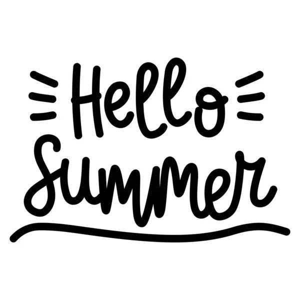 Hand Drawn Lettering Hello Summer Isolated White Background Vector Illustration — Stock Vector