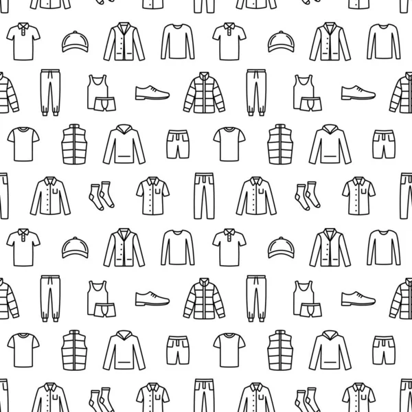 Seamless Pattern Man Clothes Accessories Line Icon Vector Illustration — Stok Vektör