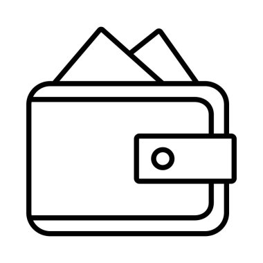 Beyaz arkaplanda cüzdan çizgisi simgesi, vektör illüstrasyonu