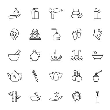 Spa çizgisi simgeleri, vektör illüstrasyonu