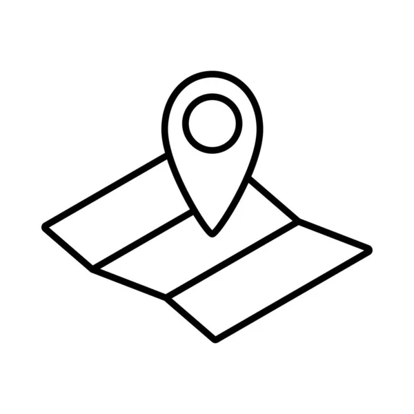 Kaart Met Kaart Pin Line Icoon Witte Achtergrond Vector Illustratie — Stockvector