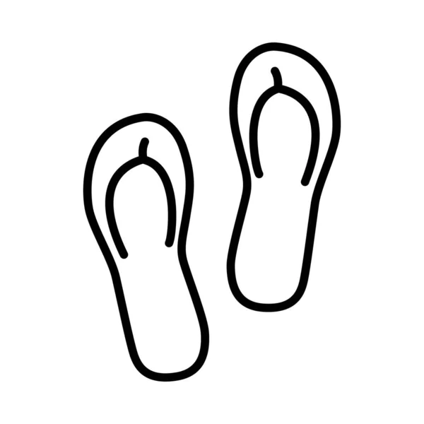 Flip Flops Ícone Linha Fundo Branco Ilustração Vetorial — Vetor de Stock