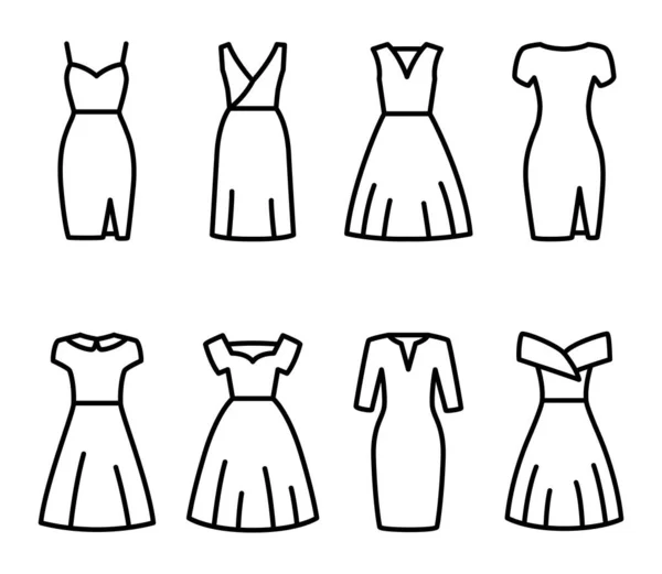 Set Women Dresses Line Icon Vector Illustration 스톡 일러스트레이션