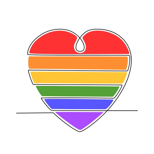Continuous Line Drawing Lgbt Heart Love Concept Vector Illustration — ストックベクタ