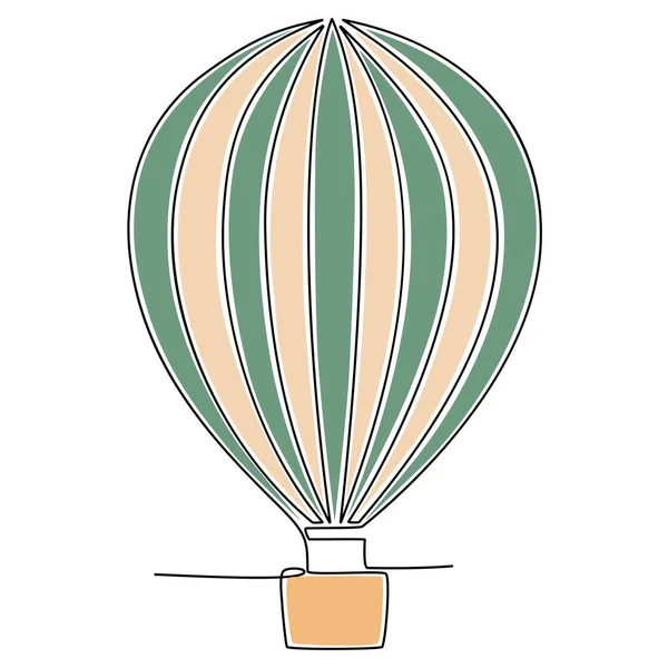 Continuous Line Drawing Hot Air Balloon Vector Illustration — стоковый вектор