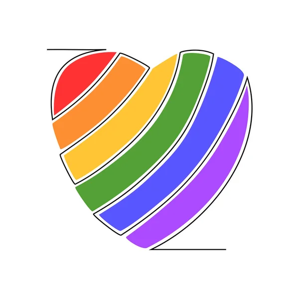 Continuous Line Drawing Lgbt Heart Love Concept Vector Illustration — Stock vektor