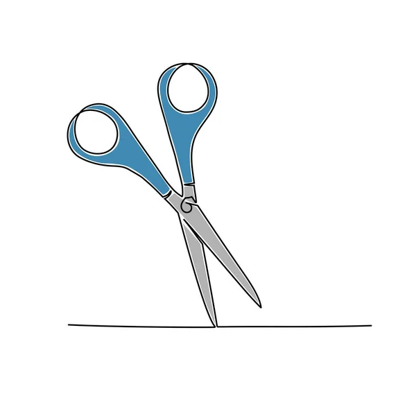 Continuous Line Drawing Scissors Vector Illustration — Stock Vector