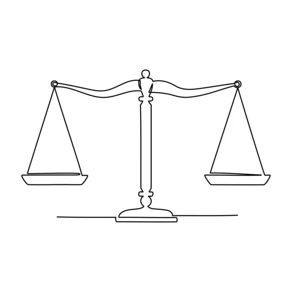 Continuous Line Drawing Justice Scale Law Balance Symbol Vector Illustration — Stock vektor