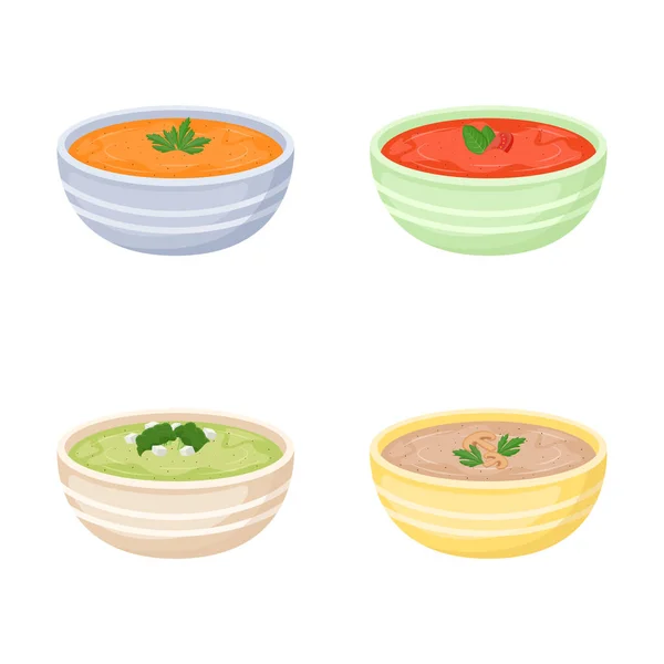 Set Bowls Cream Soup Vector Illustration — Stockvektor