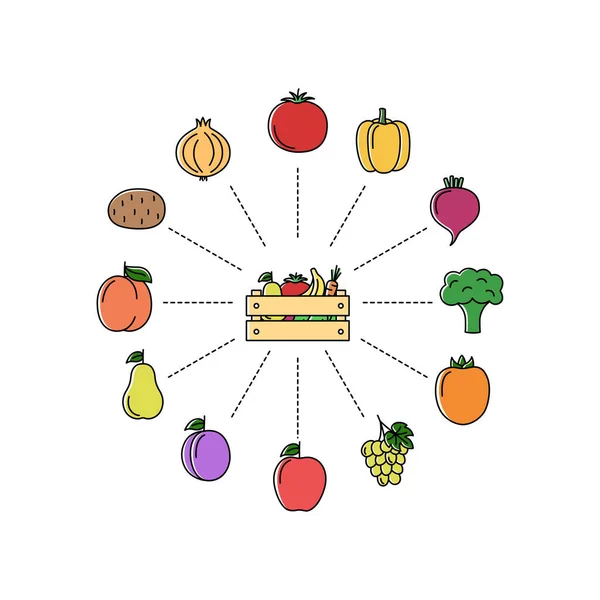 Online Store Fruits Vegetables Shopping Concept Vector Illustration — Vetor de Stock