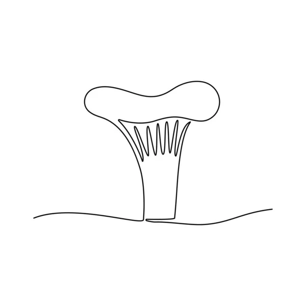 Continuous One Line Drawing Mushroom Chanterelle Vector Illustration — Stok Vektör