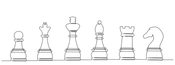 Kontinuierliche Linienzeichnung Von Schachfiguren Vektorillustration — Stockvektor