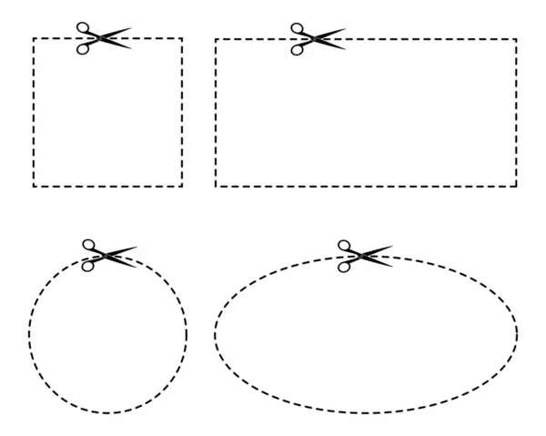 Набір Ножиць Купонів Вирізати Рекламний Купон Векторні Ілюстрації — стоковий вектор