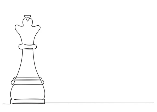 Kontinuerlig Linje Ritning Schackpjäs Drottning Vektorillustration — Stock vektor