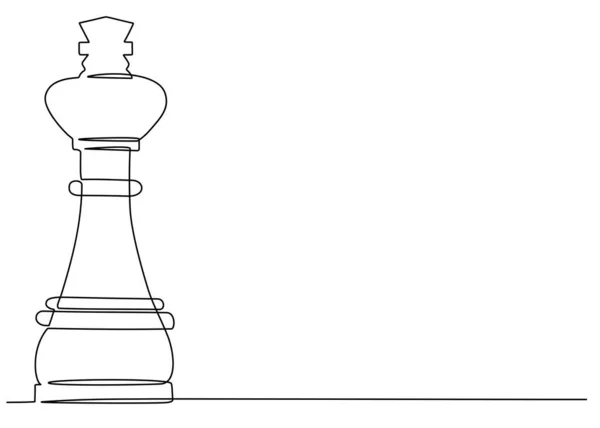 Nepřetržitá Jednořádková Kresba Krále Šachové Figurky Vektorové Ilustrace — Stockový vektor