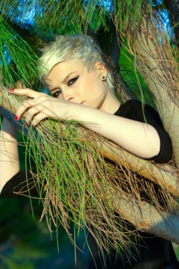 sarışın kadın ve ağaç