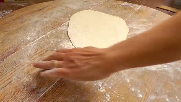 Woman Hand, Dough and the roller — Stock Video