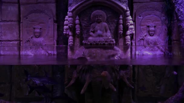 Standbeeld van Boedha en onderwater — Stockvideo