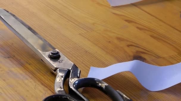 Scissors Ribbons and Fabric Rolls in the Tailor — Stock Video