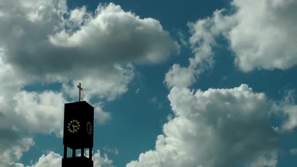 教会和云的时间流逝 — 图库视频影像
