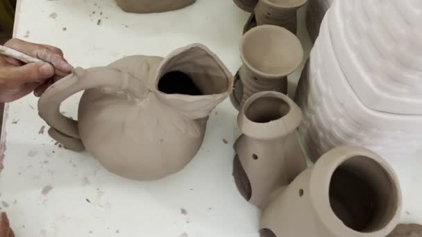 Lavorare Laboratorio Ceramica — Video Stock