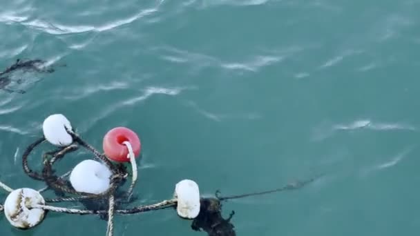 Рыболовные Сети Морской Воде — стоковое видео