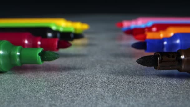 Coloridas Herramientas Educación Escolar Plumas Pintura Volver Escuela — Vídeos de Stock