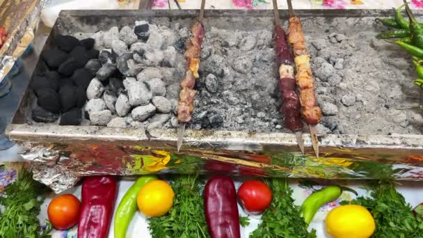 Török Hagyományos Shish Kebab Hús a Grill Széntűzön