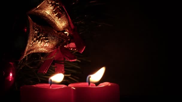 Karácsonyi Újévi Dekoráció Ünnepi Gyertyák — Stock videók