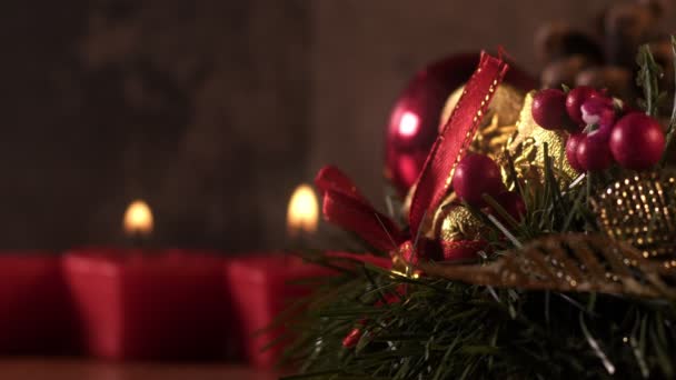 Natale Capodanno Decorazione Celebrazione Candele — Video Stock