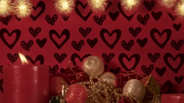 Santa Navidad Decoración Año Nuevo Vela Roja — Vídeos de Stock