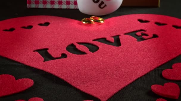 Lots Red Love Heart Shapeand Wedding Ring — Video