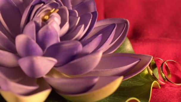 Wedding Ring Imitation Lotus Flower — Stok video