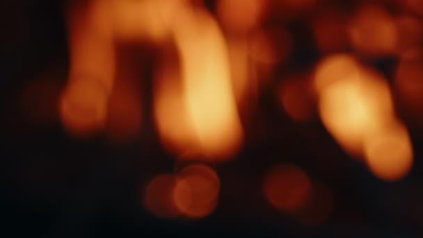 Rozmazané Hořící Grilování Dřevo Oheň — Stock video