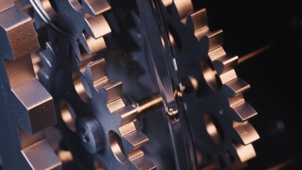 Abstract Retro Mechanic Turning Clock Gears — Stockvideo