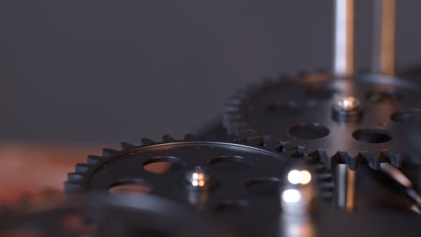 Abstract Retro Mechanic Turning Clock Gears — Vídeo de stock